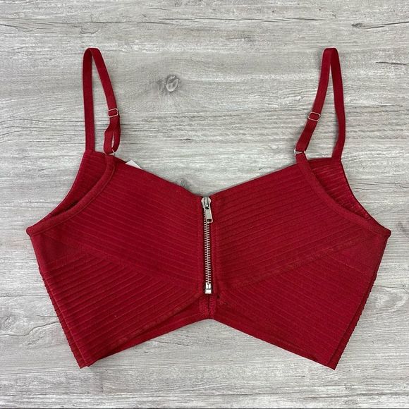 NWOT Super Down Bandage Red Crop Tank Top - Picture 1 of 8